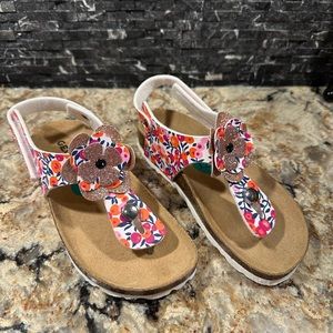 Gextop Sandals Italy Made~Girls Size 12~Flower Metallic~New~NWT
